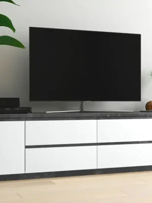 Televizní stolek AZILA - bílá/tmavý beton Bezpečná Platba